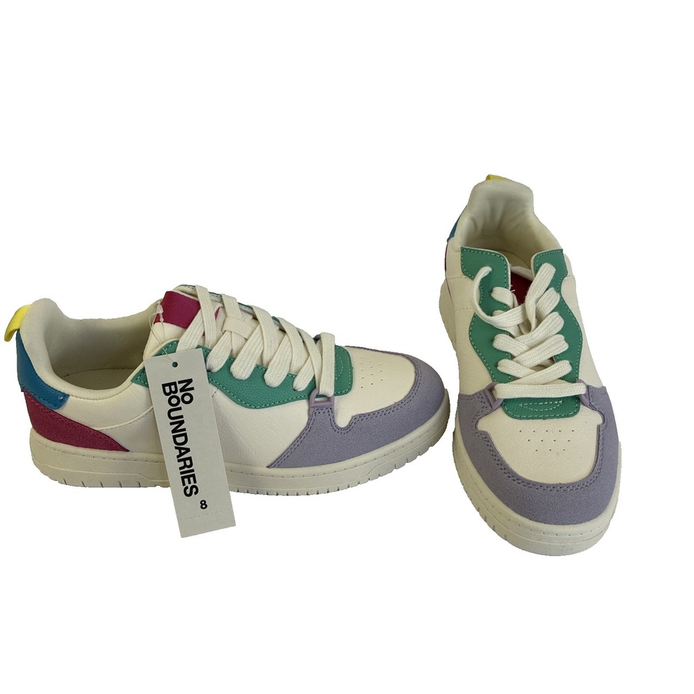 New Women's No Boundaries Lightweight Casual Court Sneakers Size 8 Multi-Color